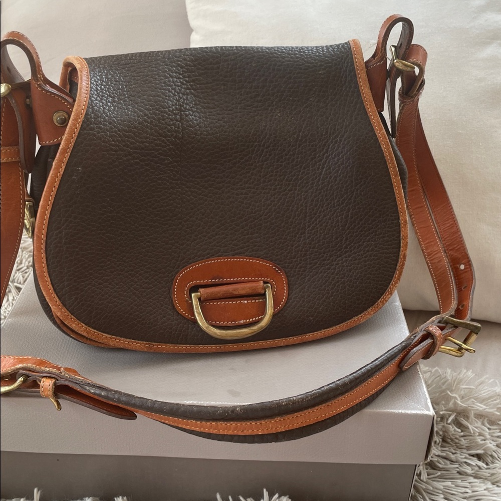Vintage Dooney & Bourke Horseshoe Bag Chocolate Brown All Weather Leather